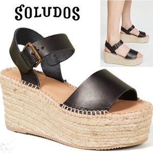Soludos black platform buckle sandals